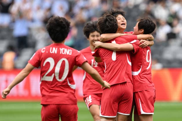 SOCCER ASIAN CUP NORTH KOREA UZBEKISTAN, North Korea celebrates the goal by Myong Yu Jong during the AFC Women™s Asian Cup Group B match between North Korea and Uzbekistan at CommBank Stadium in Sydney, Tuesday, March 3, 2026. ( NO ARCHIVING, EDITORIAL USE ONLY SYDNEY NEW SOUTH WALES AUSTRALIA  Copyright: xDEANxLEWINSx 20260303133773063633
