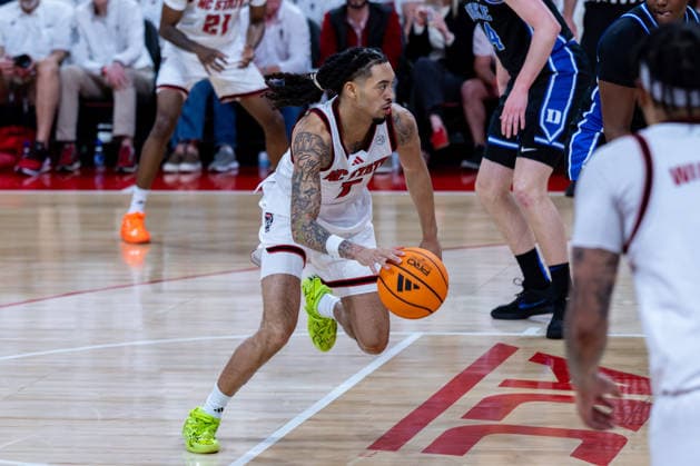 March 2, 2026, Raleigh, North Carolina, USA: NC State Wolfpack guard ALYN BREED (7) drives to the basket during the first half of the NCAA, College League, USA ACC menÃ¢â‚¬â ¢s basketball game between the Duke Blue Devils and the NC State Wolfpack at the Lenovo Center in Raleigh, North Carolina. Raleigh USA - ZUMAa220 20260302_znp_a220_016 Copyright: xIsraelxAntax