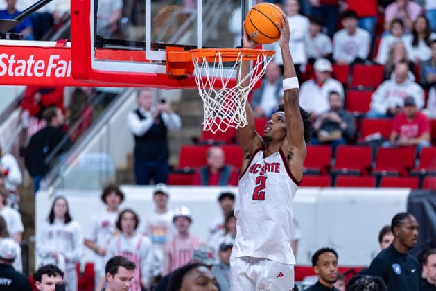 March 2, 2026, Raleigh, North Carolina, USA: NC State Wolfpack guard JR. PAUL MCNEIL (2) goes up for the dunk during warmups prior to the first half of the NCAA, College League, USA ACC menÃ¢â‚¬â ¢s basketball game between the Duke Blue Devils and the NC State Wolfpack at the Lenovo Center in Raleigh, North Carolina. Raleigh USA - ZUMAa220 20260302_znp_a220_017 Copyright: xIsraelxAntax