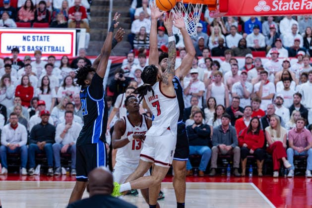 March 2, 2026, Raleigh, North Carolina, USA: NC State Wolfpack guard ALYN BREED (7) drives to the basket and goes up for a layup during the first half of the NCAA, College League, USA ACC menÃ¢â‚¬â ¢s basketball game between the Duke Blue Devils and the NC State Wolfpack at the Lenovo Center in Raleigh, North Carolina. Raleigh USA - ZUMAa220 20260302_znp_a220_025 Copyright: xIsraelxAntax