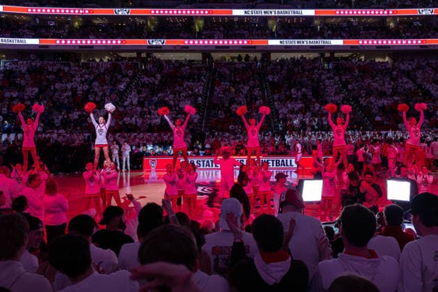 March 2, 2026, Raleigh, North Carolina, USA: NC State Wolfpack cheerleaders prior to the start of the NCAA, College League, USA ACC menÃ¢â‚¬â ¢s basketball game between the Duke Blue Devils and the NC State Wolfpack at the Lenovo Center in Raleigh, North Carolina. Raleigh USA - ZUMAa220 20260302_znp_a220_028 Copyright: xIsraelxAntax