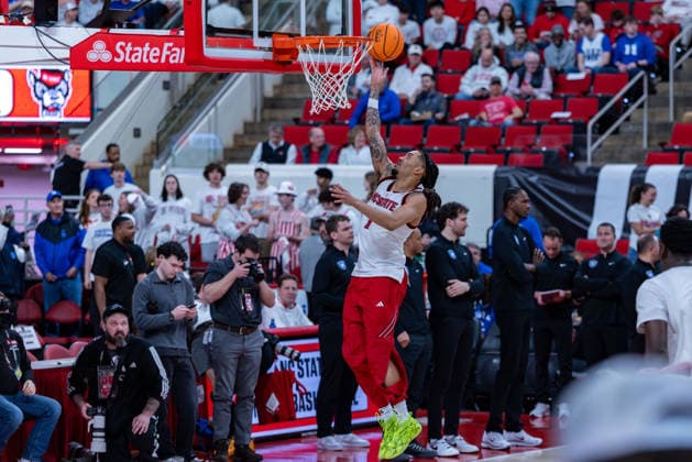 March 2, 2026, Raleigh, North Carolina, USA: NC State Wolfpack guard ALYN BREED (7) goes up for the a layup during warmups prior to the ffirst half of the NCAA, College League, USA ACC menÃ¢â‚¬â ¢s basketball game between the Duke Blue Devils and the NC State Wolfpack at the Lenovo Center in Raleigh, North Carolina. Raleigh USA - ZUMAa220 20260302_znp_a220_031 Copyright: xIsraelxAntax