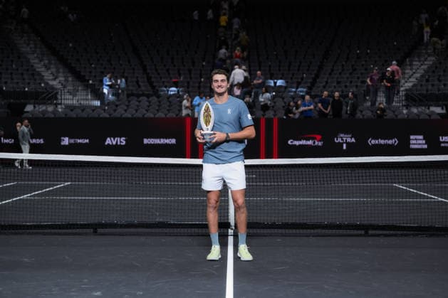 March 2, 2026, Las Vegas, Nevada, USA: JOAO FONSECA (C) has been crowned as the MGM Slam champion after taking down REILLY OPELKA (not in picture) 10-6, 7-10, 10-5 in a hotly contested final during MGM Slam event at the T-Mobile Arena in Las Vegas. Las Vegas USA - ZUMAo117 20260302_zsp_o117_008 Copyright: xMikaelxOnax