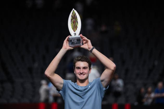 March 2, 2026, Las Vegas, Nevada, USA: JOAO FONSECA (C) has been crowned as the MGM Slam champion after taking down REILLY OPELKA (not in picture) 10-6, 7-10, 10-5 in a hotly contested final during MGM Slam event at the T-Mobile Arena in Las Vegas. Las Vegas USA - ZUMAo117 20260302_zsp_o117_009 Copyright: xMikaelxOnax