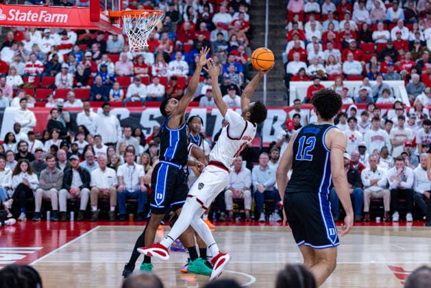 March 2, 2026, Raleigh, North Carolina, USA: NC State Wolfpack guard QUADIR COPELAND (11) shoots a fade-away jump shot during the second half of the NCAA, College League, USA ACC menÃ¢â‚¬â ¢s basketball game between the Duke Blue Devils and the NC State Wolfpack at the Lenovo Center in Raleigh, North Carolina. Raleigh USA - ZUMAa220 20260302_znp_a220_044 Copyright: xIsraelxAntax