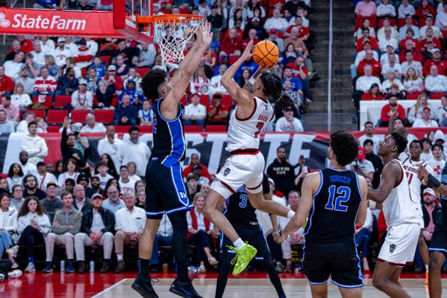 March 2, 2026, Raleigh, North Carolina, USA: NC State Wolfpack guard ALYN BREED (7) drives to the basket and goes up for a shot during the second half of the NCAA, College League, USA ACC menÃ¢â‚¬â ¢s basketball game between the Duke Blue Devils and the NC State Wolfpack at the Lenovo Center in Raleigh, North Carolina. Raleigh USA - ZUMAa220 20260302_znp_a220_042 Copyright: xIsraelxAntax