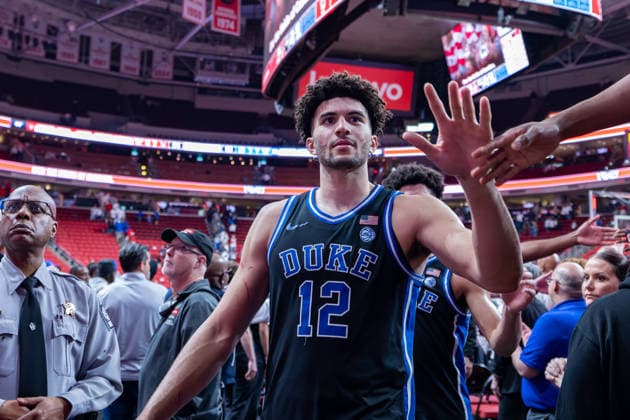 March 2, 2026, Raleigh, North Carolina, USA: Duke Blue Devils forward CAMERON BOOZER (12) shakes fans hands while leaving the court following the NCAA, College League, USA ACC menÃ¢â‚¬â ¢s basketball game between the Duke Blue Devils and the NC State Wolfpack at the Lenovo Center in Raleigh, North Carolina. Raleigh USA - ZUMAa220 20260302_znp_a220_063 Copyright: xIsraelxAntax