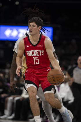 Houston Rockets vs Washington Wizards - NBA, Basketball Herren, USA WASHINGTON DC, UNITED STATES - MARCH 2 : Reed Sheppard (15) of Houston Rockets in action during the NBA basketball game between Houston Rockets and Washington Wizards at the Capital One Arena on March 2, 2026 in Washington DC, United States. Celal Gunes Anadolu Washington DC United States. Editorial use only. Please get in touch for any other usage.  Copyright: x2026xAnadoluxCelalxGunesx