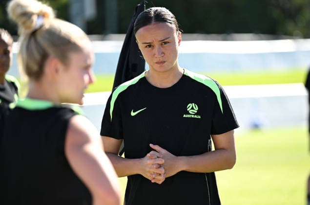SOCCER MATILDAS TRAINING, Amy Sayer is seen during a Matildas training session at Pizzey Park on the Gold Coast, Tuesday, March 3, 2026. ( NO ARCHIVING GOLD COAST QUEENSLAND AUSTRALIA  Copyright: xDAVExHUNTx 20260303180297337318