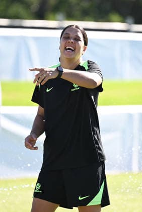 SOCCER MATILDAS TRAINING, Sam Kerr gestures during a Matildas training session at Pizzey Park in the Gold Coast, Tuesday, March 3, 2026. ( NO ARCHIVING GOLD COAST QUEENSLAND AUSTRALIA  Copyright: xDAVExHUNTx 20260303117147689334