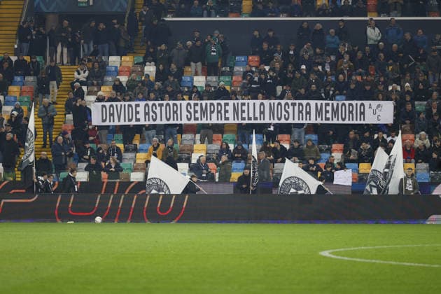In memory of Davide Astori during the Italian Serie A Enilive match between Udinese Calcio vs ACF Fiorentina at the Bluenergy Stadium in Udinese, Italy, 02 March 2026.  Copyright: xMattiaxRadoni IPAxSportx xipa-agency.netx xx IPA_72308118 IPA_Agency_IPA72308118