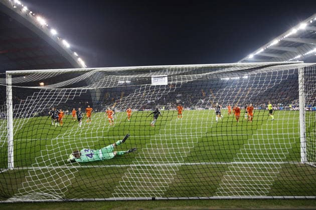 Udinese s Keinan Davis scores a goal during the Italian Serie A Enilive match between Udinese Calcio vs ACF Fiorentina at the Bluenergy Stadium in Udinese, Italy, 02 March 2026.  Copyright: xMattiaxRadoni IPAxSportx xipa-agency.netx xx IPA_72308274 IPA_Agency_IPA72308274