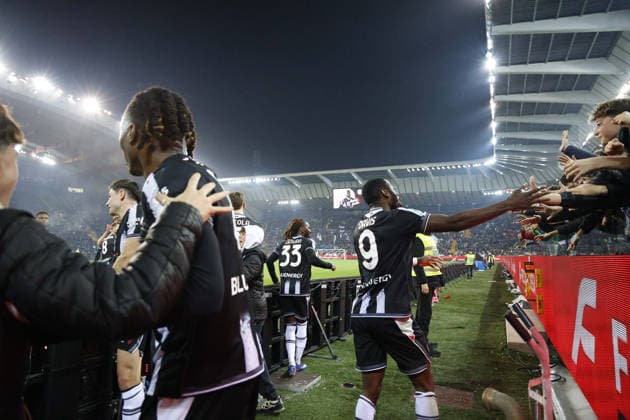 Udinese s Keinan Davis celebrates after scoring a goal during the Italian Serie A Enilive match between Udinese Calcio vs ACF Fiorentina at the Bluenergy Stadium in Udinese, Italy, 02 March 2026.  Copyright: xMattiaxRadoni IPAxSportx xipa-agency.netx xx IPA_72308279 IPA_Agency_IPA72308279