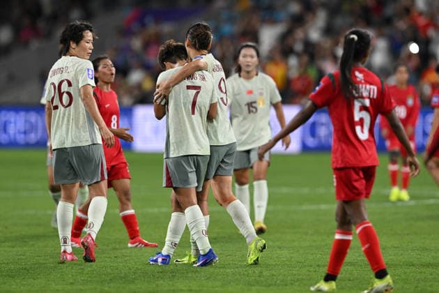 SOCCER ASIAN CUP CHINA BANGLADESH, Wang Shuang of China reacts after scoring a goal during the AFC Women™s Asian Cup Group B match between China and Bangladesh at CommBank Stadium in Sydney, Tuesday, March 3, 2026. ( NO ARCHIVING, EDITORIAL USE ONLY SYDNEY NEW SOUTH WALES AUSTRALIA  Copyright: xDEANxLEWINSx 20260303150083687560