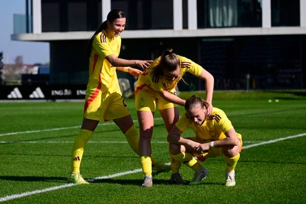 Belgium v Scotland - Women s U19 International Friendly, Länderspiel, Nationalmannschaft TUBIZE, BELGIUM - MARCH 03 : Vanderhaegen Lotte of Belgium celebrates scoring a goal during an International Women s U19 match between Belgium and Scotland on March 3, 2026 in Tubize, Belgium, 03 03 2026 Tubize Belgium  Copyright: xPeterxDexVoechtx