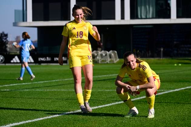 Belgium v Scotland - Women s U19 International Friendly, Länderspiel, Nationalmannschaft TUBIZE, BELGIUM - MARCH 03 : Vanderhaegen Lotte of Belgium celebrates scoring a goal during an International Women s U19 match between Belgium and Scotland on March 3, 2026 in Tubize, Belgium, 03 03 2026 Tubize Belgium  Copyright: xPeterxDexVoechtx