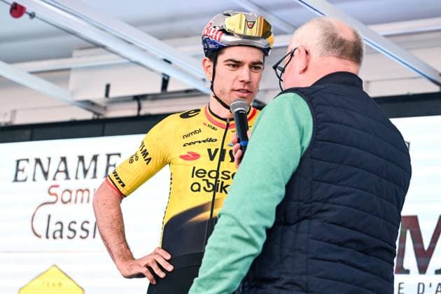 Belgian Wout Van Aert of Team Visma-Lease a Bike pictured at the start of the Ename Samyn Classic one day cycling race, 203,8km from Quaregnon to Dour on Tuesday 03 March 2026. MAARTENxSTRAETEMANS  x166319862x