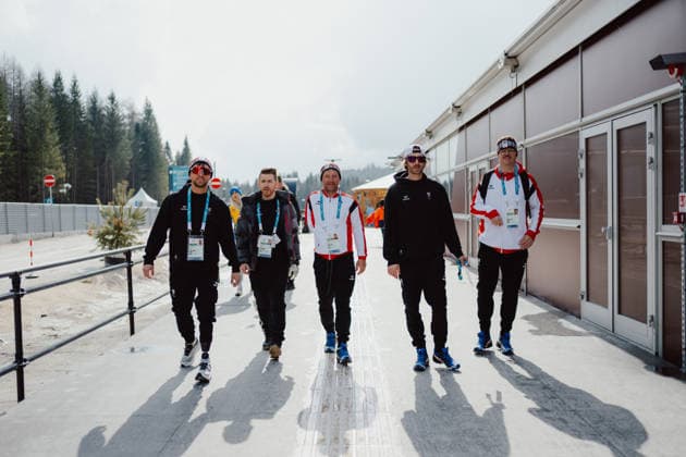 PARALYMPICS - Winter Paralympics Milano Cortina 2026 CORTINA D AMPEZZO,ITALY,03.MAR.26 - PARALYMPICS - Paralympic Winter games, Winterspiele,Spiele, Summer games Milano Cortina 2026, preview. Image shows Rene Eckhart (AUT), Oliver Dreier (AUT) and Markus Schmidhofer (AUT).  GEPAxpictures xAlexanderxSolc