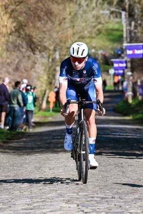 Russian Bogdan Zabelinskiy of Aarco pictured in action during the Ename Samyn Classic one day cycling race, 203,8km from Quaregnon to Dour on Tuesday 03 March 2026. MAARTENxSTRAETEMANS  x166327377x