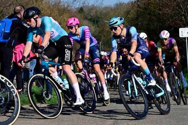 Ename Grand Prix Le Samyn 2026 Cycling Race DOUR, BELGIUM - MARCH 03 : rider of team Bahrain - Victorious during the 58th edition of Ename Grand Prix Le Samyn an UCI Class 1.1 one day cycling road race for Men Elite of km with start in Quaregnon and finish in Dour on March 3, 2026 in Dour, Belgium, 03 03 2026 ( Motordriver Kenny Verfaillie - Dour Belgium  Copyright: xJanxDexMeuleneirx