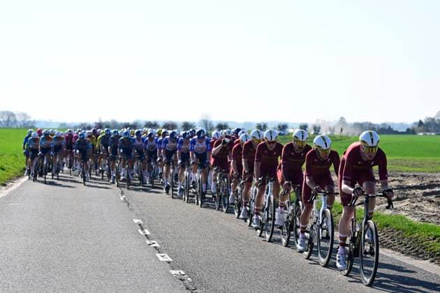 Ename Grand Prix Le Samyn 2026 Cycling Race DOUR, BELGIUM - MARCH 03 : riders of Modern Adventure Pro Cycling leading the peloton during the 58th edition of Ename Grand Prix Le Samyn an UCI Class 1.1 one day cycling road race for Men Elite of km with start in Quaregnon and finish in Dour on March 3, 2026 in Dour, Belgium, 03 03 2026 ( Motordriver Kenny Verfaillie - Dour Belgium  Copyright: xJanxDexMeuleneirx