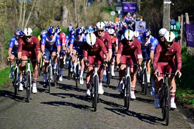 Ename Grand Prix Le Samyn 2026 Cycling Race DOUR, BELGIUM - MARCH 03 : riders of Modern Adventure Pro Cycling leading the peloton during the 58th edition of Ename Grand Prix Le Samyn an UCI Class 1.1 one day cycling road race for Men Elite of km with start in Quaregnon and finish in Dour on March 3, 2026 in Dour, Belgium, 03 03 2026 ( Motordriver Kenny Verfaillie - Dour Belgium  Copyright: xJanxDexMeuleneirx