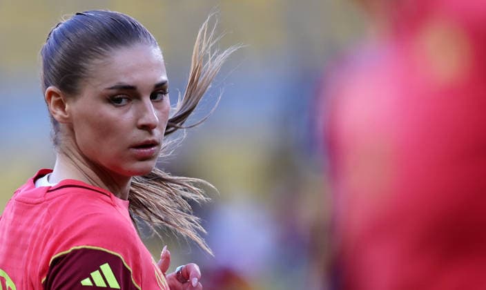 Jule Brand , WM-Qualifikation , Frauen-Nationalmannschaft , Deutschland-Slowenien , Fußball , in den Rudolf Harbig Stadion, in Dresden , Sachsen , Deutschland. März 03 , 2026 . Photo by: Davide Elias IPA Photo Pressefoto DENL Copyright: xDavidexEliasx