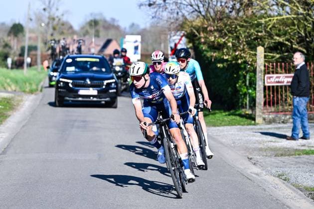 Russian Bogdan Zabelinskiy of Aarco pictured in action during the Ename Samyn Classic one day cycling race, 203,8km from Quaregnon to Dour on Tuesday 03 March 2026. MAARTENxSTRAETEMANS  x166331357x