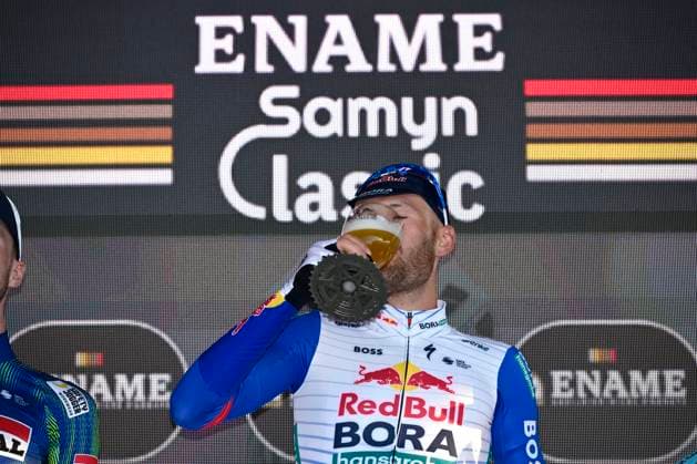 Ename Grand Prix Le Samyn 2026 Cycling Race DOUR, BELGIUM - MARCH 03 : Meeus Jordi (BEL) of Red Bull - BORA - Hansgrohe pictured during the podium ceremony of the 58th edition of Ename Grand Prix Le Samyn an UCI Class 1.1 one day cycling road race for Men Elite of km with start in Quaregnon and finish in Dour on March 3, 2026 in Dour, Belgium, 03 03 2026 ( Motordriver Kenny Verfaillie - Dour Belgium  Copyright: xJanxDexMeuleneirx