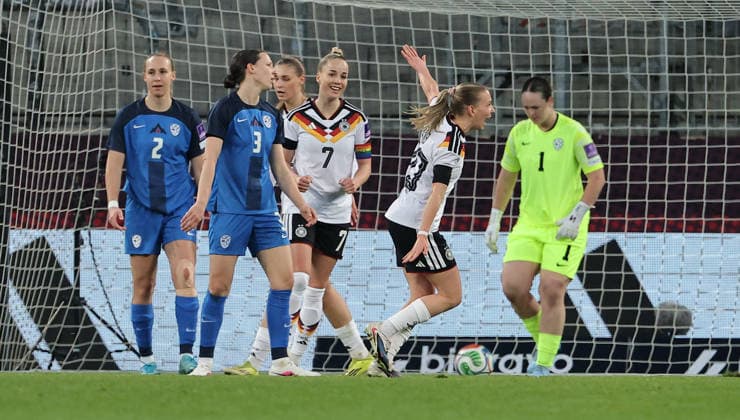 Elisa Senß cheers after 2 0 joy emotion jubilation sport soccer soccer FIFA World Cup qualification in Dresden international match national team DFB women 03 03 2026 Germany GER vs Slovenia SLO DFL regulations prohibit any use of photographs as image sequences and or quasi video