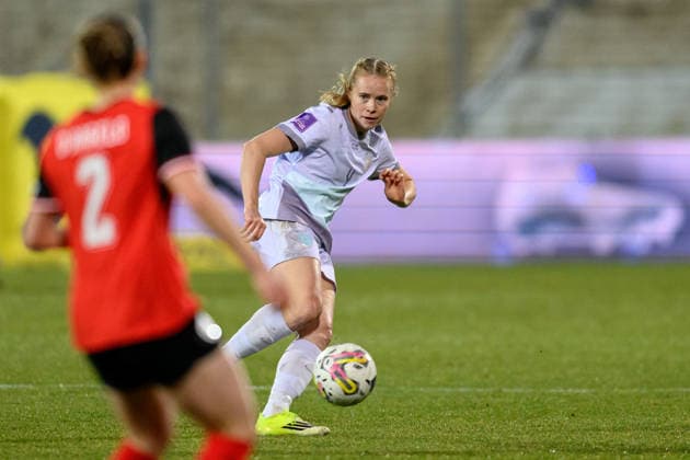 260303 Julie Blakstad of Norway during the FIFA Women s World Cup Qualifier football match between Austria and Norway on March 3, 2026 in Vienna Photo Marius Simensen BILDBYRAN COP 238 MM0059 bbeng dam vm kval vm kvalifisering kvinner vm kvalik football fotball fotball landskamp soccer fifa world cup qualifier norge norway austria osterrike  Copyright: MARIUSxSIMENSEN BB260303BB204
