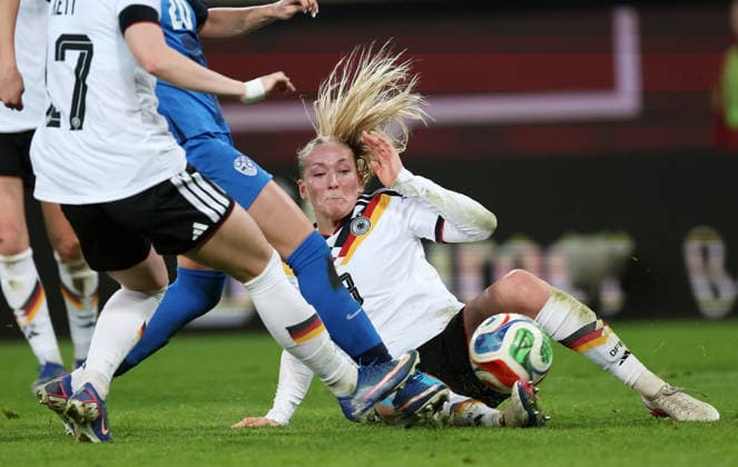 Camilla Küver , WM-Qualifikation , Frauen-Nationalmannschaft , Deutschland-Slowenien , Fußball , in den Rudolf Harbig Stadion, in Dresden , Sachsen , Deutschland. März 03 , 2026 . Photo by: Davide Elias IPA Photo Pressefoto DENL Copyright: xDavidexEliasx