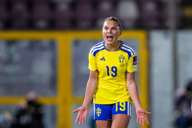 260303 Johanna Rytting Kaneryd of Sweden reacts during the Women s FIFA World Cup Qualifier football match between between Italy and Sweden on March 3, 2026 in Reggio Calabria Photo Ludvig Thunman BILDBYRAN code LT LT0780 fotboll football soccer fotball vm kval kval fifa womens world cup qualifier qualifier italien italy sverige sweden dam bbeng  Copyright: LUDVIGxTHUNMAN BB260303LT043