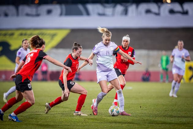 AUSTRIA - NORWAY WOMEN Claudia Wenger, Julia Hickelsberger Fuller of Austria and Ada Hegerberg of Norway during the league phase of 2027 FIFA Women s World Cup European Qualifiers League A football match between Austria and Norway. BSFZ Arena, Vienna, Austria, March 03, 2026. Photo by Branislav Racko Copyright: xx 080A0375