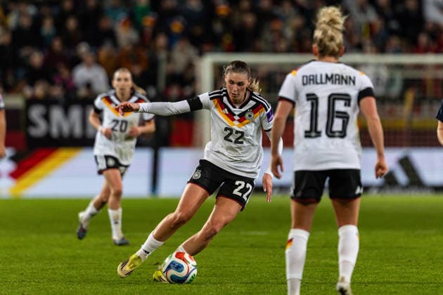 GER, UEFA Qualification for the FIFA Womens World Cup 2027, Germany Slovenia 03 03 2026, Rudolf Harbig Stadium, Dresden, GER, UEFA Qualification for the FIFA Womens World Cup 2027, Germany Slovenia Jule Brand Germany 22 Single Action Action Â nordphotoxGmbHxx xAlexanderxTrienitz nph00051