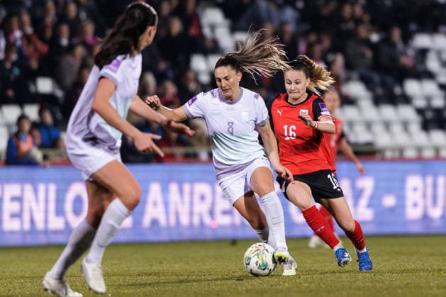 WOMEN SOCCER - FIFA World Cup, WM, Weltmeisterschaft, Fussball 2027, quali, AUT vs NOR MARIA ENZERSDORF,AUSTRIA,03.MAR.26 - WOMEN SOCCER - FIFA Women s World Cup 2027, european qualifiers, international match, Länderspiel, Nationalmannschaft Austria vs Norway. Image shows Vilde Boe Risa (NOR) and Annabel Schaschnig (AUT). GEPAxpictures xArminxRauthner