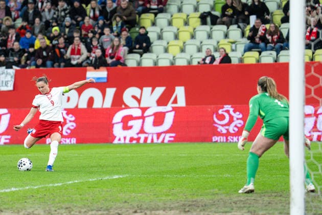 FIFA Women™s European Qualifiers: Poland vs Netherlands Ewa Pajor, Lize Kop, goal during FIFA Women™s European Qualifiers: Poland vs Netherlands match at Polsat Plus Arena in Gdansk on March 3, 2026 Gdansk Poland  Copyright: xFotoxOlimpikx originalFilename:jastrzebowski-fifawome260303_nplfx.jpg