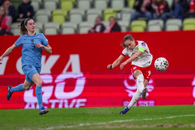 03.03.2026 GDANSK, POLSAT PLUS ARENA PILKA NOZNA KOBIET ( WOMEN S FOOTBALL ) ELIMINACJE MISTRZOSTWA SWIATA KOBIET BRAZYLIA FIFA World Cup, WM, Weltmeisterschaft, Fussball 2027 ( FIFA WOMEN S WORLD CUP QUALIFICATION 2027 ) MECZ POLSKA - HOLANDIA ( GAME POLAND - NETHERLANDS ) NZ EWA PAJOR RADOSC BRAMKA GOL FOTO LUKASZ GROCHALA CYFRASPORT NEWSPIX.PL --- newspix.pl POLAND OUT! 