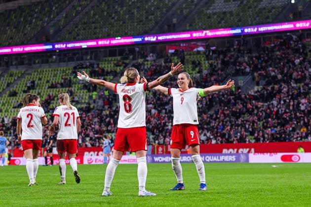 03.03.2026 GDANSK, POLSAT PLUS ARENA PILKA NOZNA KOBIET ( WOMEN S FOOTBALL ) ELIMINACJE MISTRZOSTWA SWIATA KOBIET BRAZYLIA FIFA World Cup, WM, Weltmeisterschaft, Fussball 2027 ( FIFA WOMEN S WORLD CUP QUALIFICATION 2027 ) MECZ POLSKA - HOLANDIA ( GAME POLAND - NETHERLANDS ) NZ EWELINA KAMCZYK, EWA PAJOR RADOSC BRAMKA GOL FOTO LUKASZ GROCHALA CYFRASPORT NEWSPIX.PL --- newspix.pl POLAND OUT! 