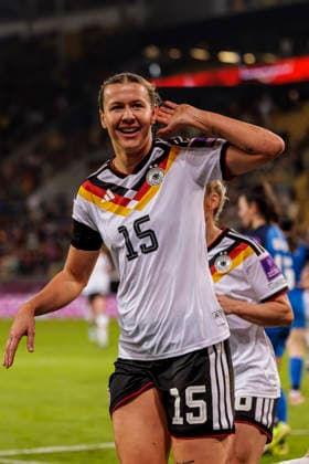Dresden, Germany 03 March 2026 World Cup Qualification Women 2026 Germany vs Slovenia In the picture Larissa Mühlhaus Muehlhaus GER cheers after her goal for 4 0 DFB regulations prohibit any use of photographs as image sequences and or quasi video Rudolf Harbig Stadion Sachsen Copyright: xFotostandx xSchäferx