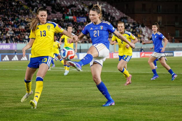 during the Womens European Qualifiers, Group A1, match between Italy and Sweden at Oreste Granillo Stadium in Reggio Calabria, Italy. Copyright: xFRANCESCOxFARINAx Sportspressphoto_SPR100584
