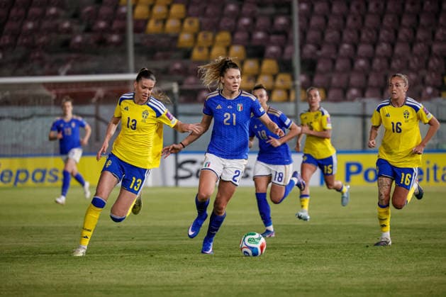 during the Womens European Qualifiers, Group A1, match between Italy and Sweden at Oreste Granillo Stadium in Reggio Calabria, Italy.  Copyright: xFrancescoxFarina IPAxSportx xipa-agency.netx xx IPA_72327902 IPA_Agency_IPA72327902