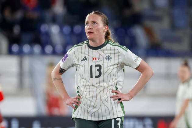 Leyla McFarland Northern Ireland, 13 , Switzerland, Football, UEFA Womens World Cup Qualification, Group B 2, Switzerland vs Northern Ireland, 03 03 2026, Lausanne Stade de la Tuiliere Switzerland Copyright: xGrantxHubbsx