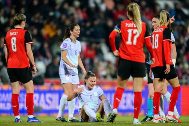 260303 Vilde Boe Risa of Norway during the FIFA Women s World Cup Qualifier football match between Austria and Norway on March 3, 2026 in Vienna Photo Marius Simensen BILDBYRAN COP 238 MM0059 bbeng dam vm kval vm kvalifisering kvinner vm kvalik football fotball landskamp soccer fifa world cup qualifier norway austria osterrike depp skada  Copyright: MARIUSxSIMENSEN BB260303BB233