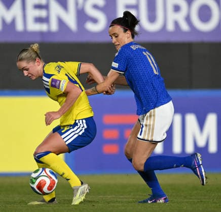 Ci Reggio Calabria 03 03 2026 - qualificazione Mondiale femminile Brasile 2027 Italia-Svezia foto Carmelo Imbesi Image nella foto: Hanna Lundkvist-Barbara Bonansea 