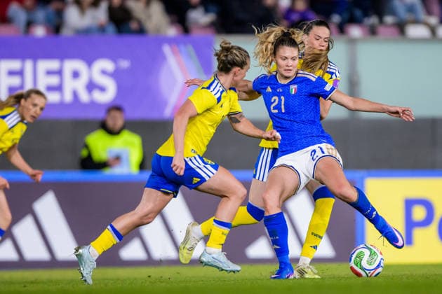 260303 Michela Cambiaghi of Italy during the Women s FIFA World Cup Qualifier football match between between Italy and Sweden on March 3, 2026 in Reggio Calabria Photo Ludvig Thunman BILDBYRAN code LT LT0780 fotboll football soccer fotball vm kval kval fifa womens world cup qualifier qualifier italien italy sverige sweden dam bbeng  Copyright: LUDVIGxTHUNMAN BB260303LT078