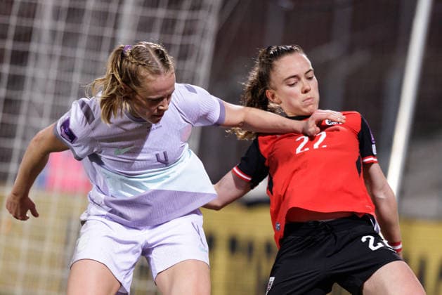 WOMEN SOCCER - FIFA World Cup, WM, Weltmeisterschaft, Fussball 2027, quali, AUT vs NOR MARIA ENZERSDORF,AUSTRIA,03.MAR.26 - WOMEN SOCCER - FIFA Women s World Cup 2027, european qualifiers, international match, Länderspiel, Nationalmannschaft Austria vs Norway. Image shows Julie Blakstad (NOR) and Lisa Kolb (AUT). GEPAxpictures xArminxRauthner