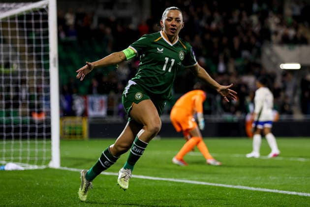 2027 FIFA Women s World Cup Qualifier, Tallaght Stadium, Dublin 3 3 2026 Republic of Ireland WNT vs France Ireland™s Katie McCabe celebrates after she scores her sides 1st goal of the match Katie McCabe celebrates after she scores her sides 1st goal of the match 3 3 2026  Copyright: x INPHO RyanxByrnex RB2_4501