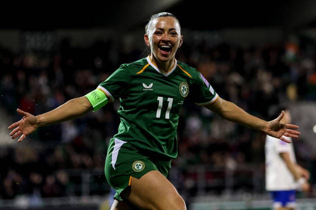 2027 FIFA Women s World Cup Qualifier, Tallaght Stadium, Dublin 3 3 2026 Republic of Ireland WNT vs France Ireland™s Katie McCabe celebrates after she scores her sides 1st goal of the match Katie McCabe celebrates after she scores her sides 1st goal of the match 3 3 2026  Copyright: x INPHO RyanxByrnex RB2_4513