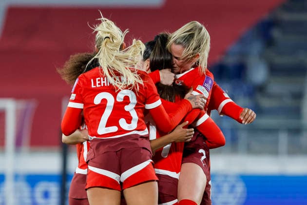 Goal celebration Switzerland at 2-0 by Svenja Fölmli Switzerland, 17 , Switzerland, Soccer, UEFA Womens World Cup Qualification, Group B 2, Switzerland vs Northern Ireland, 03 03 2026, Lausanne Stade de la Tuiliere Switzerland Copyright: xGrantxHubbsx